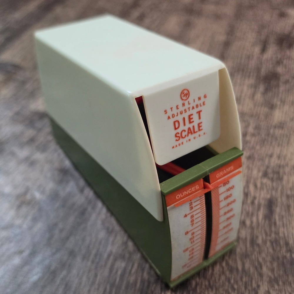 STERLING Adjustable Diet Scale Green Vintage Mid Century Kitchen Tool